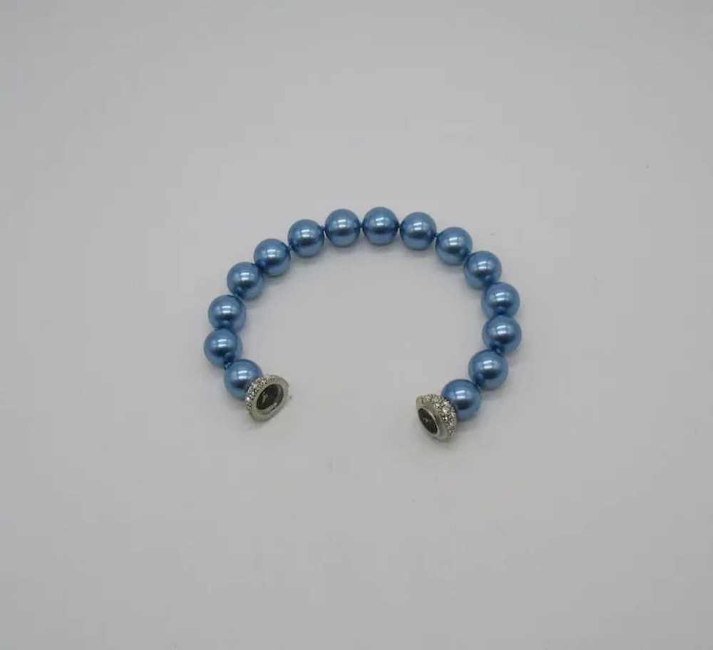 Super Gorgeous Honora Blue Dyed 12 mm Glass Pearl… - image 6