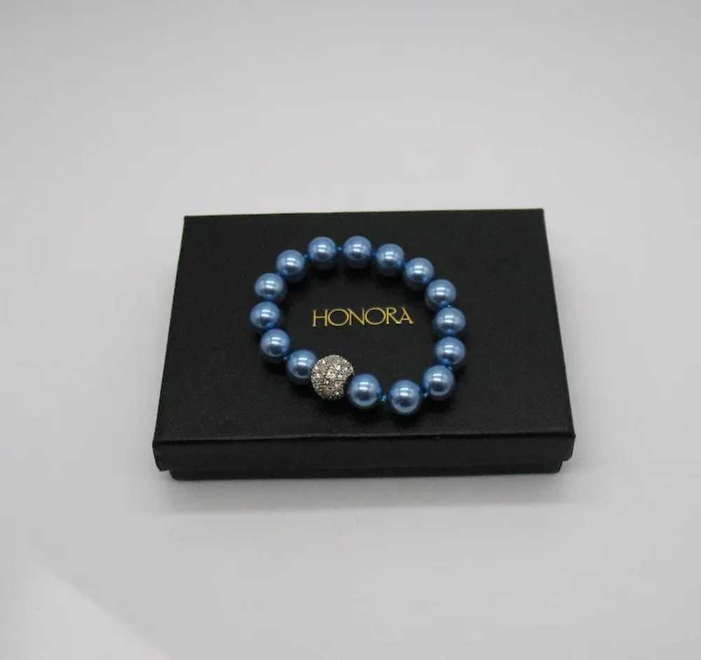 Super Gorgeous Honora Blue Dyed 12 mm Glass Pearl… - image 8