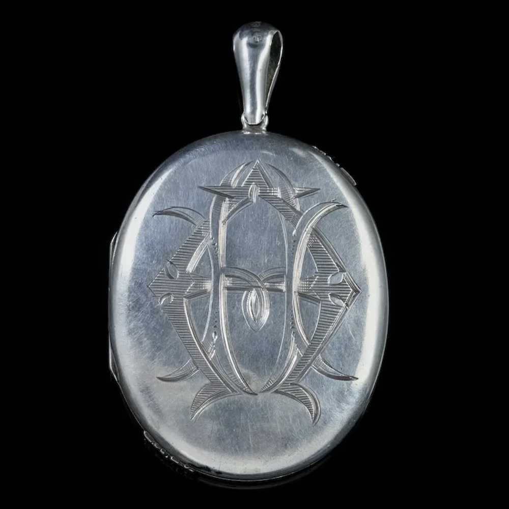 Antique Victorian Floral Locket Sterling Silver - image 4