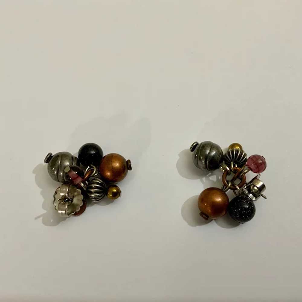 Metallic Beaded Glass Cluster Earrings for Pierce… - image 2
