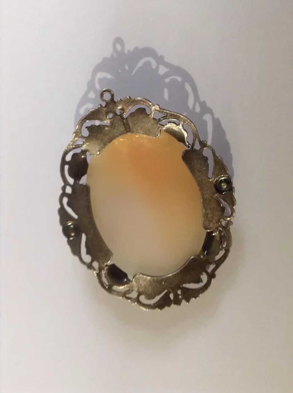 Vintage Cameo Woman On Sterling Silver Setting wi… - image 3