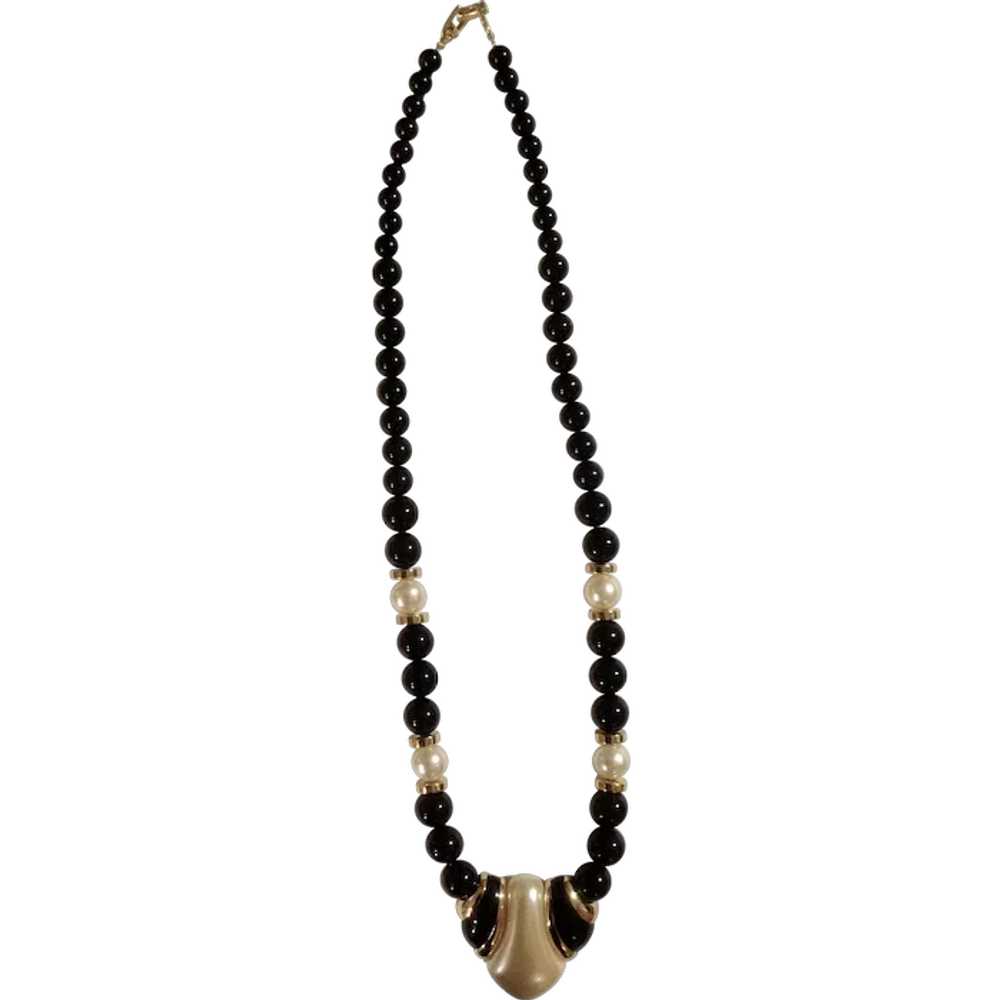 Beautiful Napier Black and White Faux Pearl Gold-… - image 1