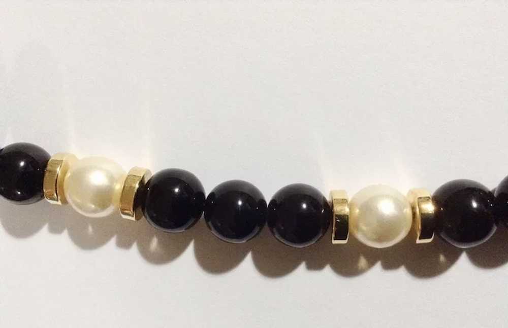 Beautiful Napier Black and White Faux Pearl Gold-… - image 4