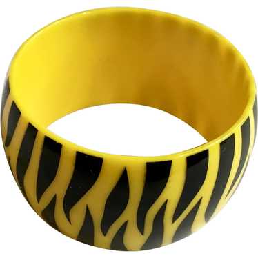 Vintage Yellow and Black Zebra Stripe Bracelet - image 1
