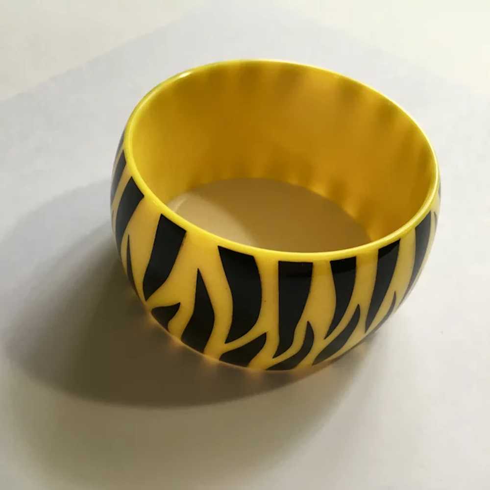 Vintage Yellow and Black Zebra Stripe Bracelet - image 2