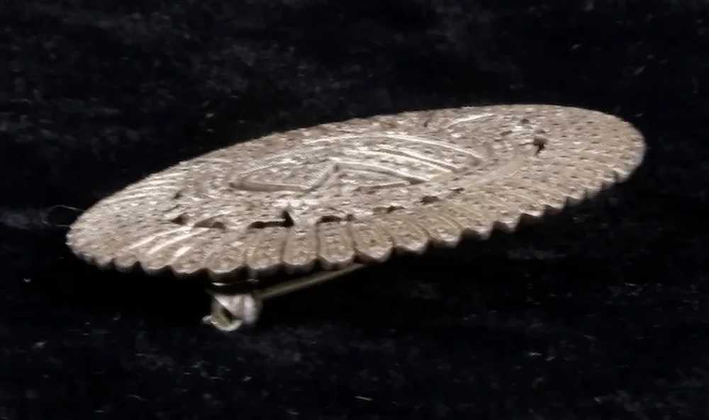 Art Deco Large Sterling Marcasite Pin Brooch - image 2