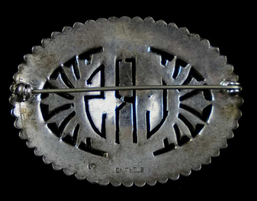 Art Deco Large Sterling Marcasite Pin Brooch - image 4