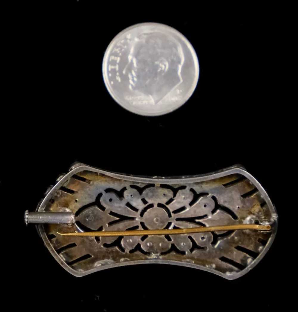 Elegant Art Deco Sterling Silver Paste Pin - image 4