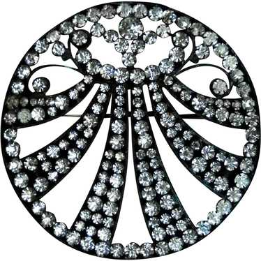 WOW! Huge Art Deco Crystal Circle Pin - image 1