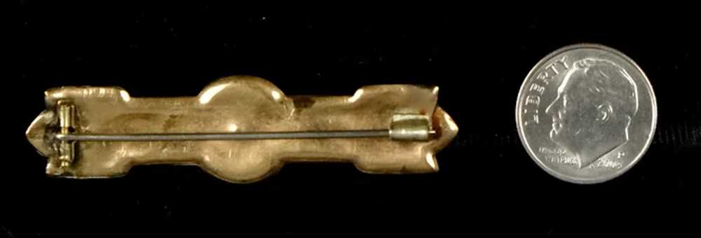 Quality Victorian 9K Gold Front Enamel Bar Pin - image 3