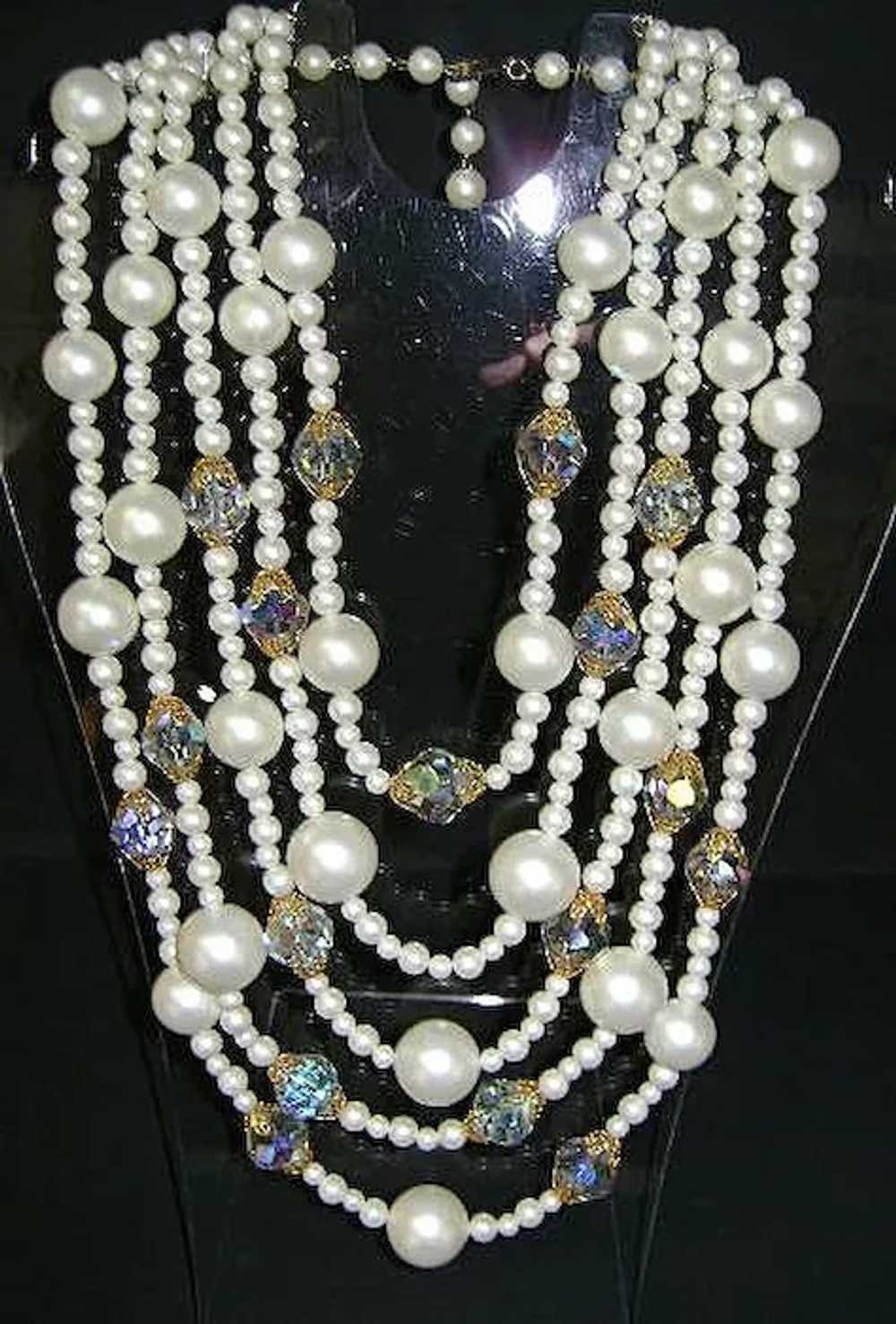 VINTAGE Laguna Pearl Beaded 5 Strand Necklace  Bi… - image 2