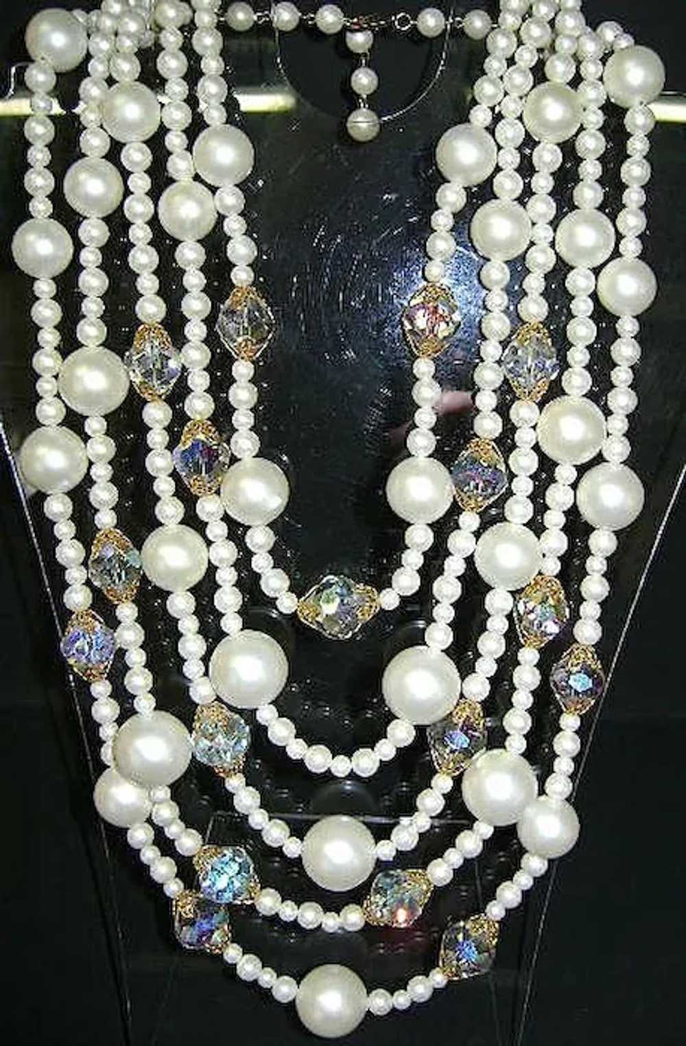 VINTAGE Laguna Pearl Beaded 5 Strand Necklace  Bi… - image 3