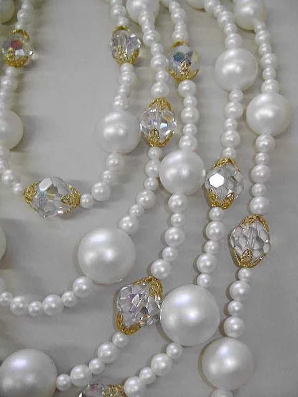 VINTAGE Laguna Pearl Beaded 5 Strand Necklace  Bi… - image 4