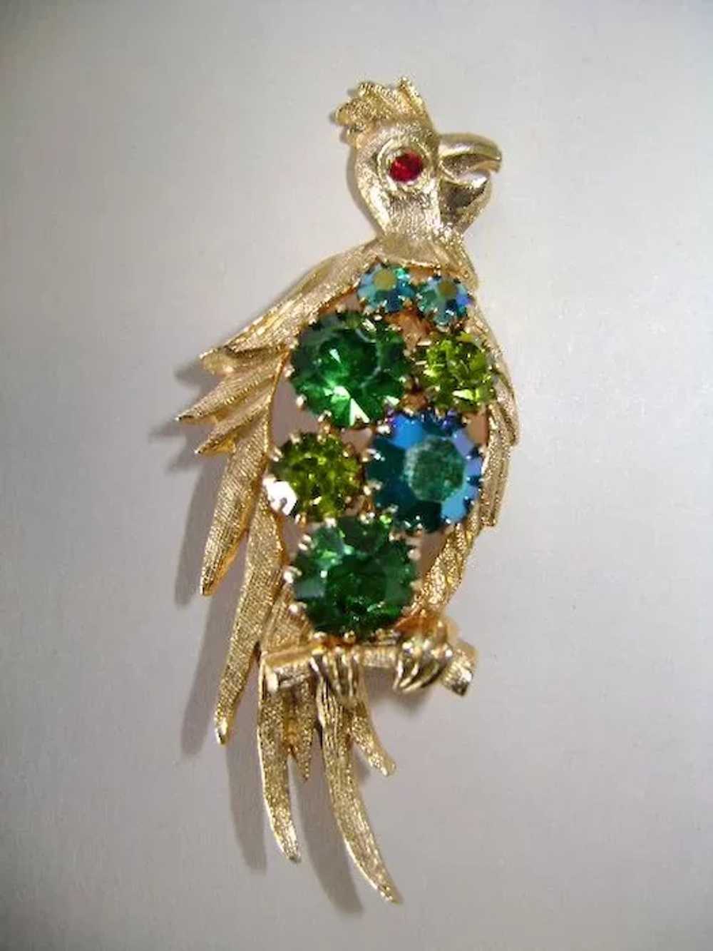 Lovely Polly with a Green Vest Bird Brooch - image 1