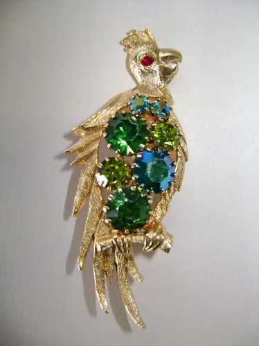 Lovely Polly with a Green Vest Bird Brooch