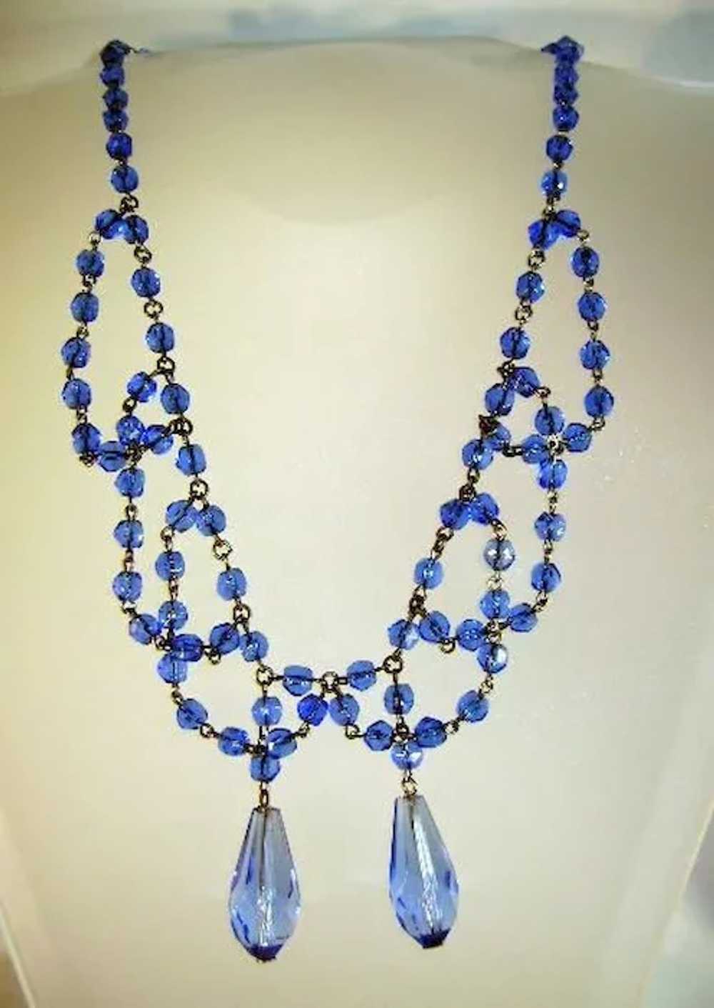 VINTAGE Blue Beaded Necklace "Sweet Sixteen" - image 2