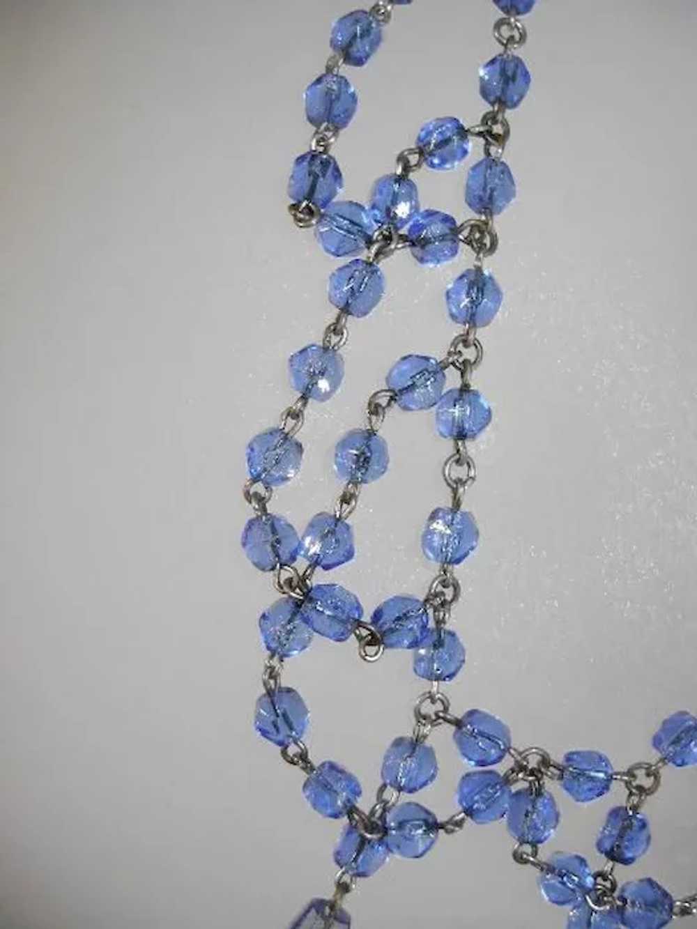 VINTAGE Blue Beaded Necklace "Sweet Sixteen" - image 3