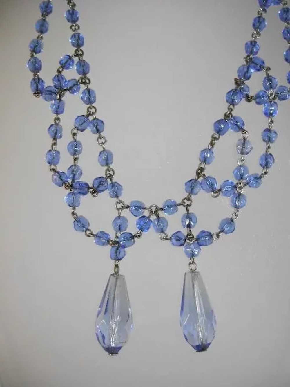 VINTAGE Blue Beaded Necklace "Sweet Sixteen" - image 4