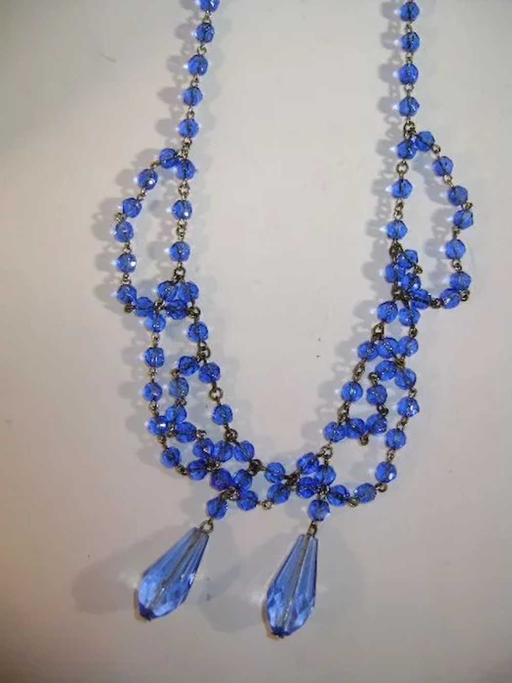 VINTAGE Blue Beaded Necklace "Sweet Sixteen" - image 7