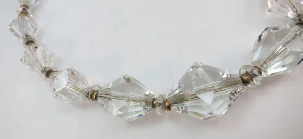 VINTAGE  50"S Faceted Crystal Necklace with Clip … - image 3
