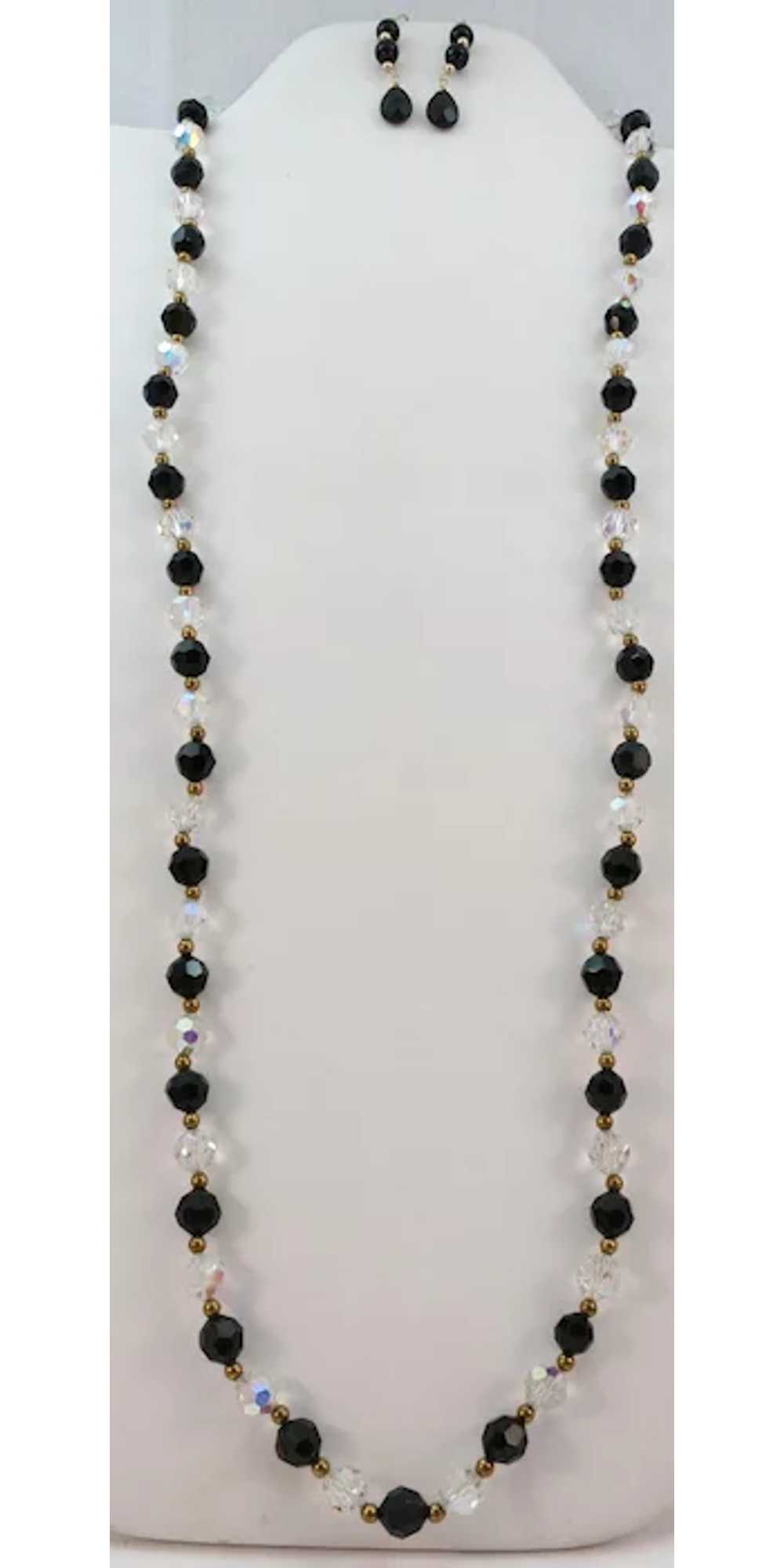 VINTAGE Black Faceted Glass Beads and Crystal Fac… - image 6