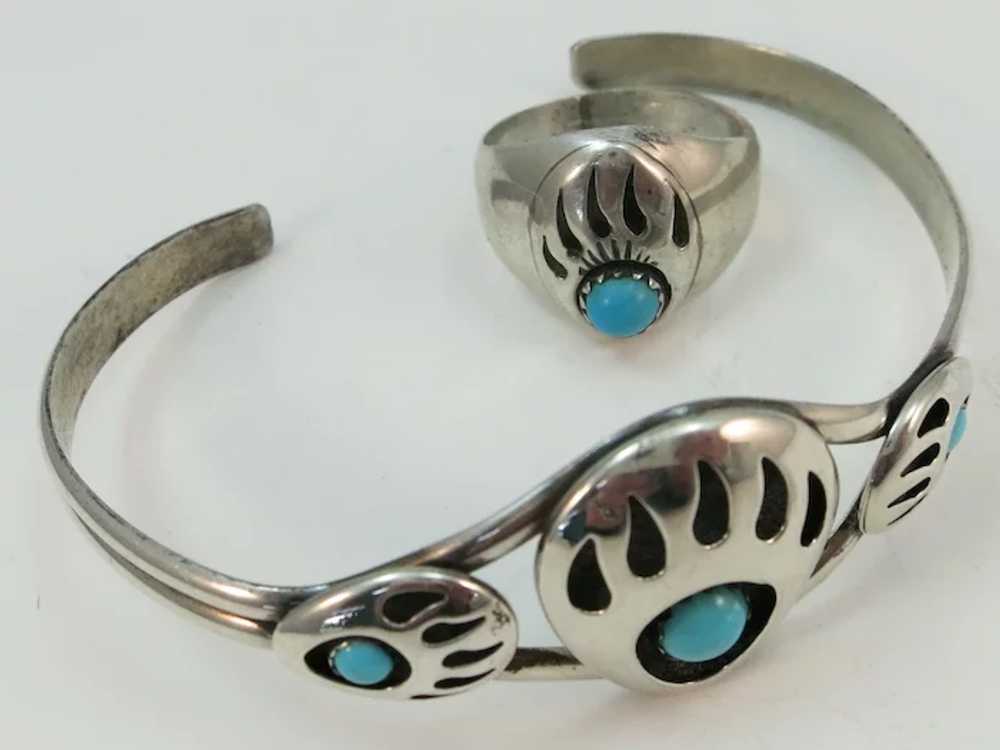 VINTAGE Bear Claw Bracelet and Ring  80's - image 3