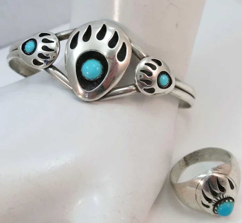 VINTAGE Bear Claw Bracelet and Ring  80's - image 6