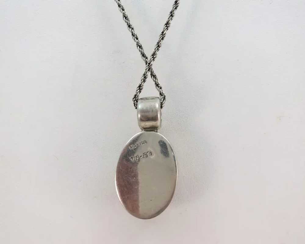 VINTAGE  Onyx and Sterling Heavy Pendant - image 4