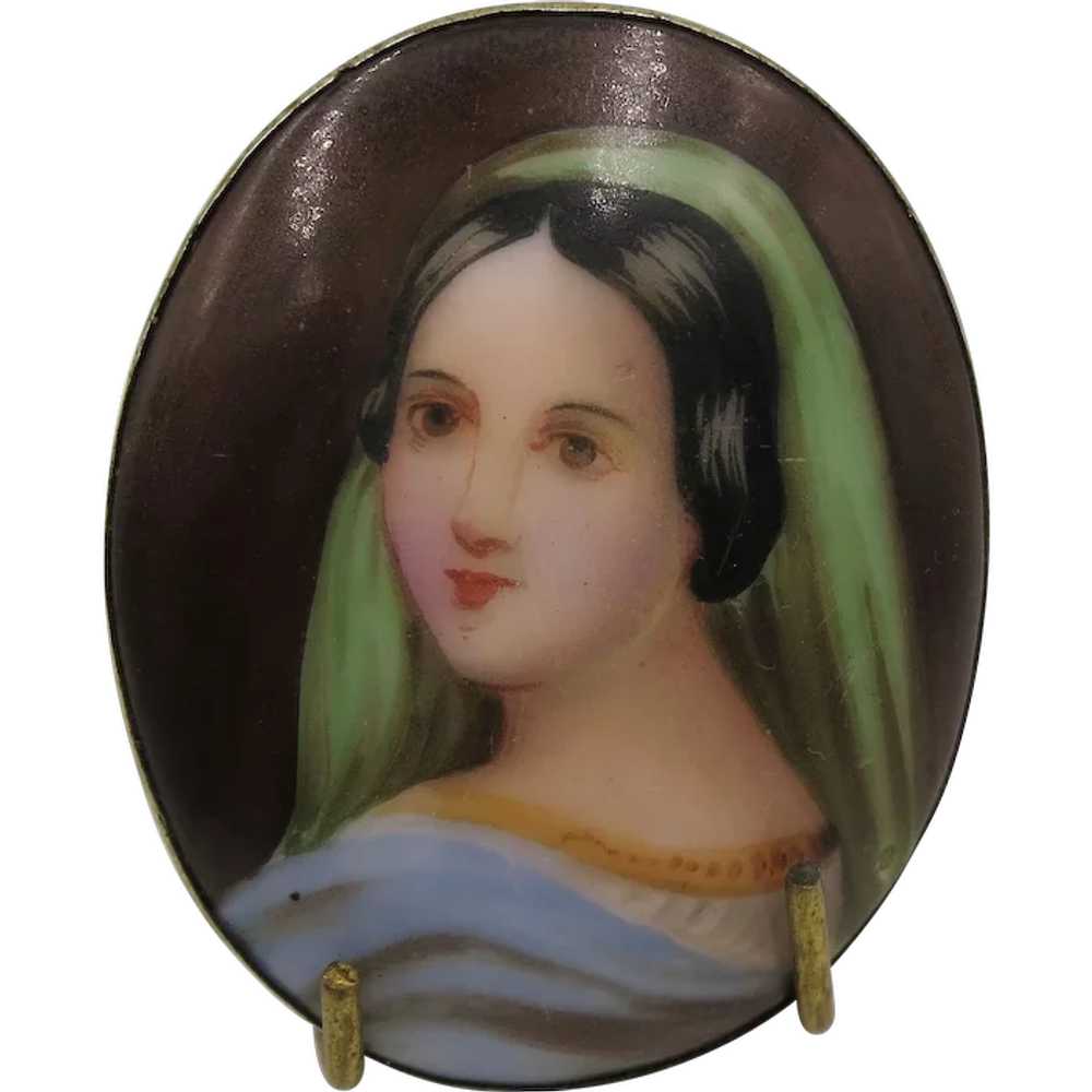 VINTAGE Small Portrait either hand-painted or tra… - image 1