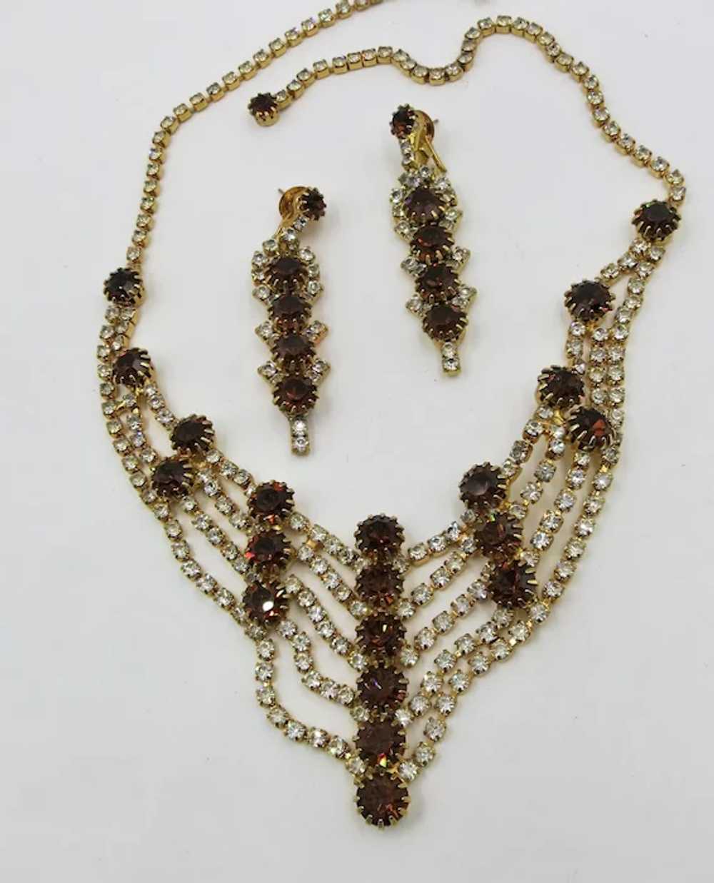 VINTAGE Unsign Beauty Rhinestone Necklace and Ear… - image 7