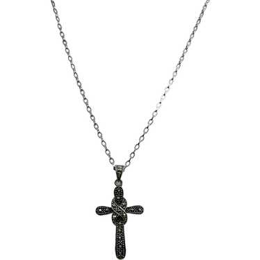 VINTAGE Sterling Cross with Marcasites and Sterlin