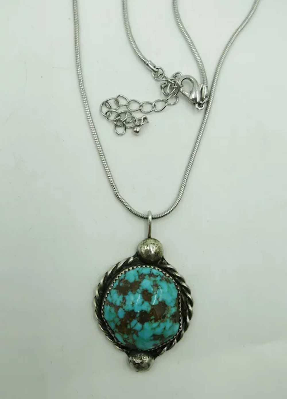 VINTAGE Navajo Pendant with thick Snake Chain - image 2