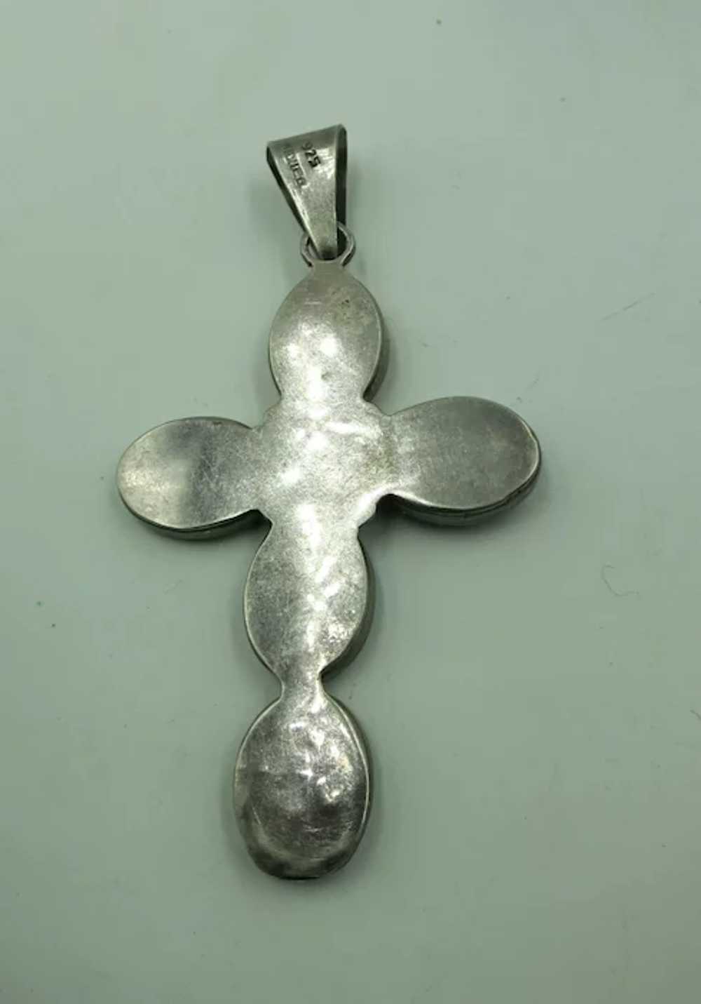 VINTAGE Sterling Large 3 Inch Impressive Cross - image 5