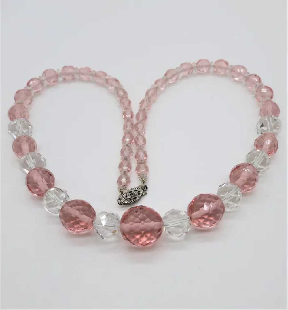 VINTAGE  Pink  and Crystal Clear  Crystal Glass N… - image 2
