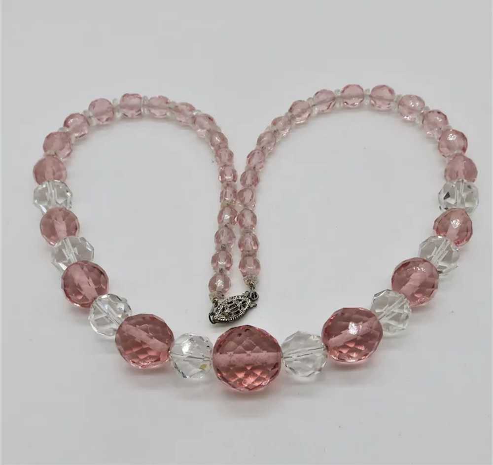 VINTAGE  Pink  and Crystal Clear  Crystal Glass N… - image 3