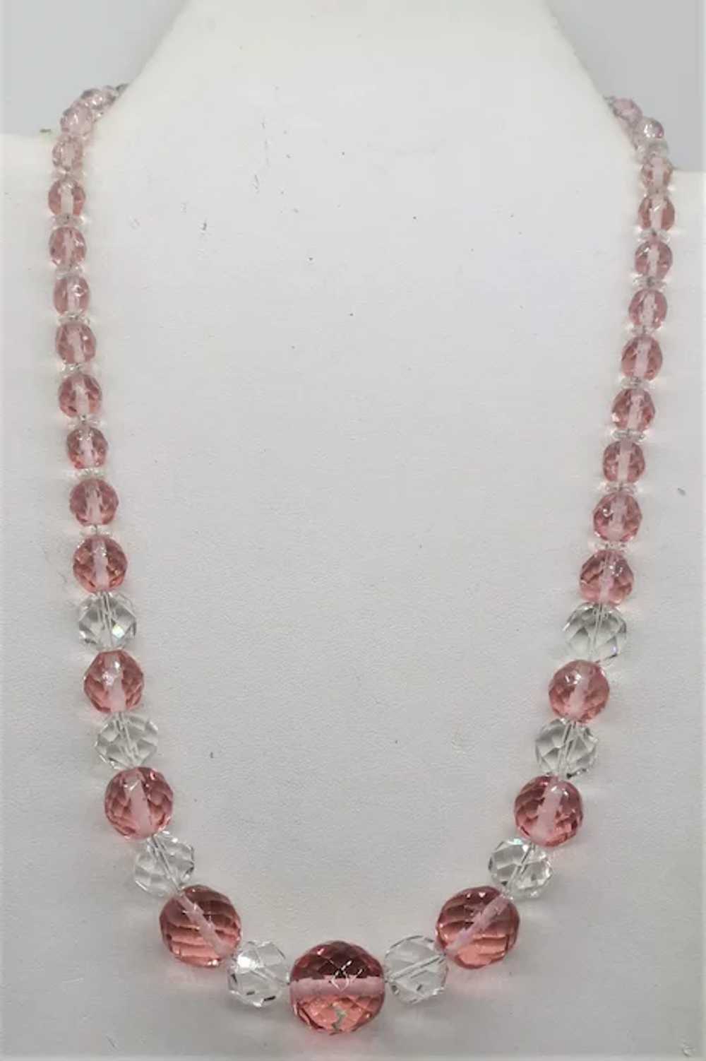 VINTAGE  Pink  and Crystal Clear  Crystal Glass N… - image 6