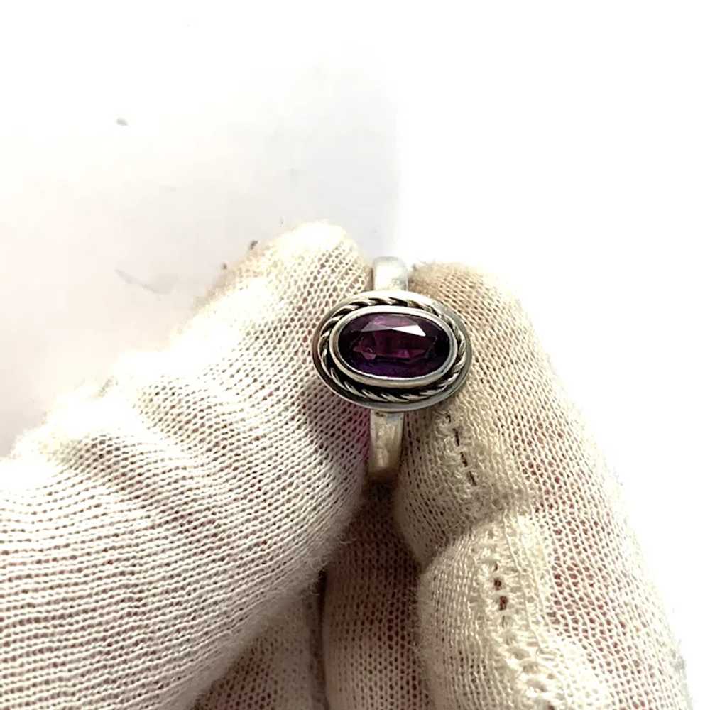 Finland, Vintage 830 Silver Amethyst Ring. - image 5