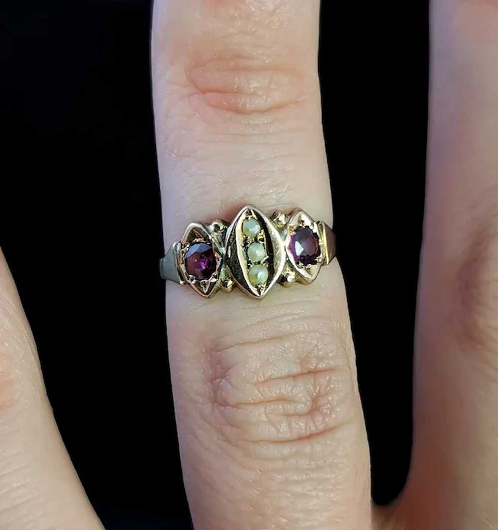 Antique Victorian Amethyst and seed pearl navette… - image 12