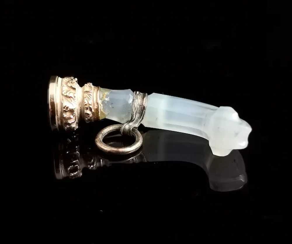 Antique Georgian seal fob pendant, agate and bloo… - image 5