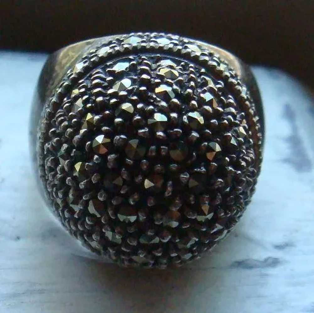 Extra Tall Dome Sterling Silver Marcasite or Blac… - image 3
