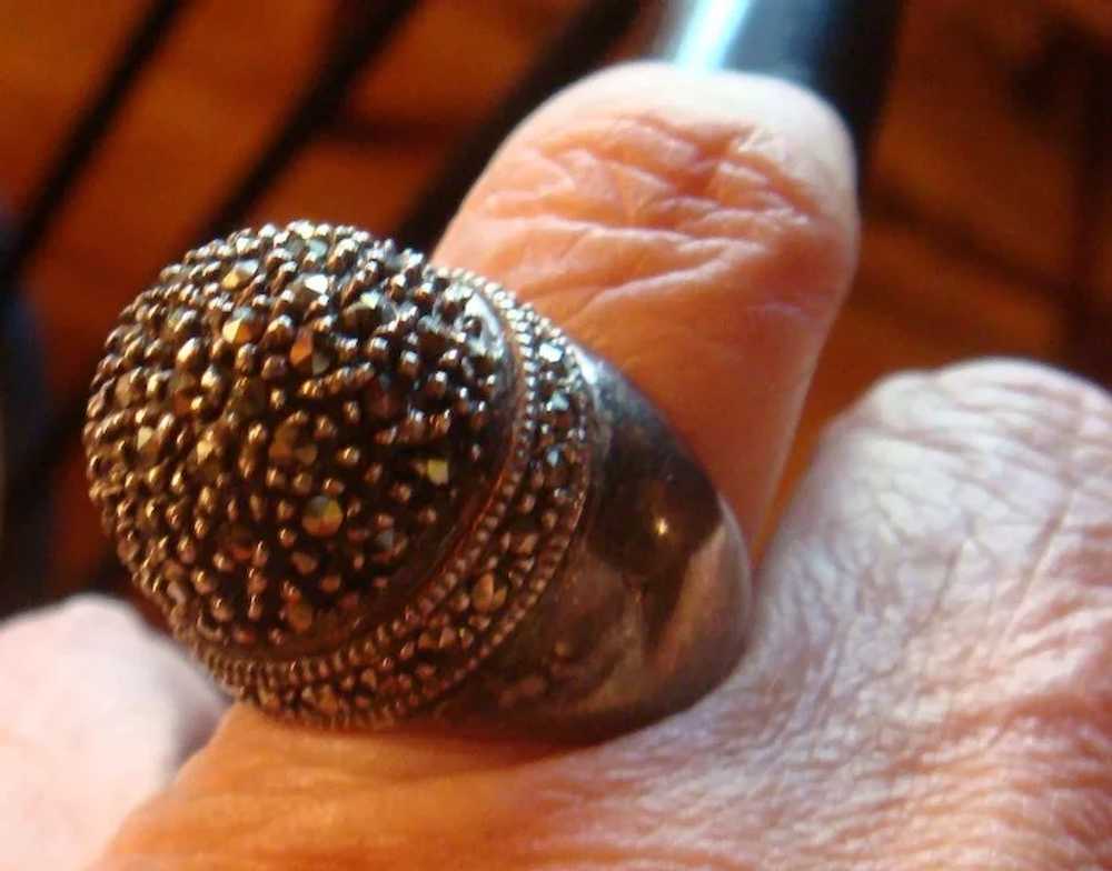 Extra Tall Dome Sterling Silver Marcasite or Blac… - image 6