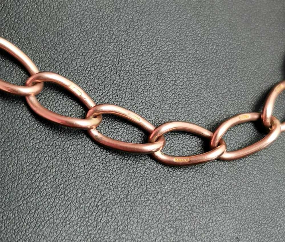 Antique 9k Rose Gold Albert chain, necklace, Watc… - image 6