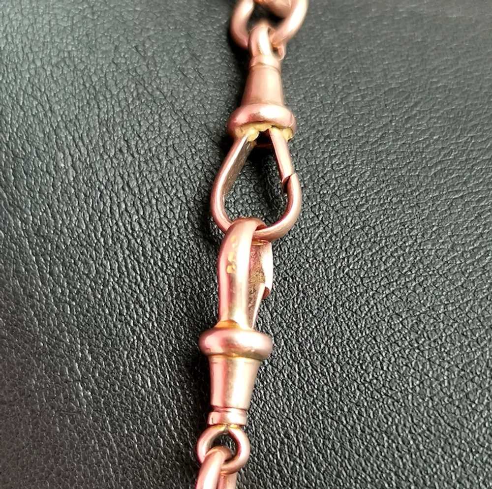 Antique 9k Rose Gold Albert chain, necklace, Watc… - image 7