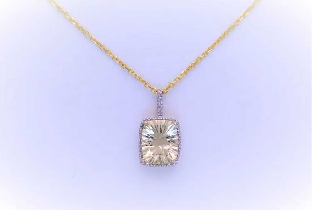 10k Gold Crystal and Diamond Pendant - image 4
