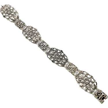 Selling Vintage early-mid 1900s Marcasite Bracelet vintage with flowers sterling silver