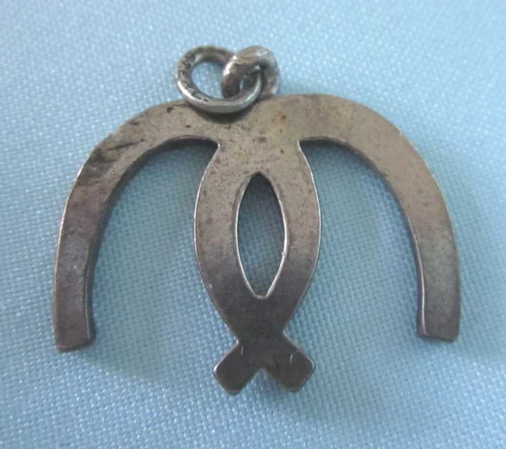 Vintage Sterling Double Horseshoe Charm, Good Luc… - image 2