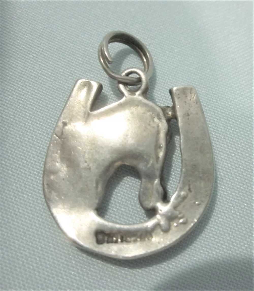 Vintage Sterling Silver Horse and Horseshoe Charm… - image 2