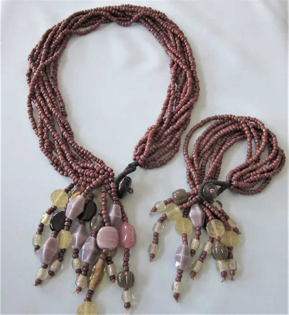 Chunky Multistrand Bead Necklace and Bracelet Set - image 2