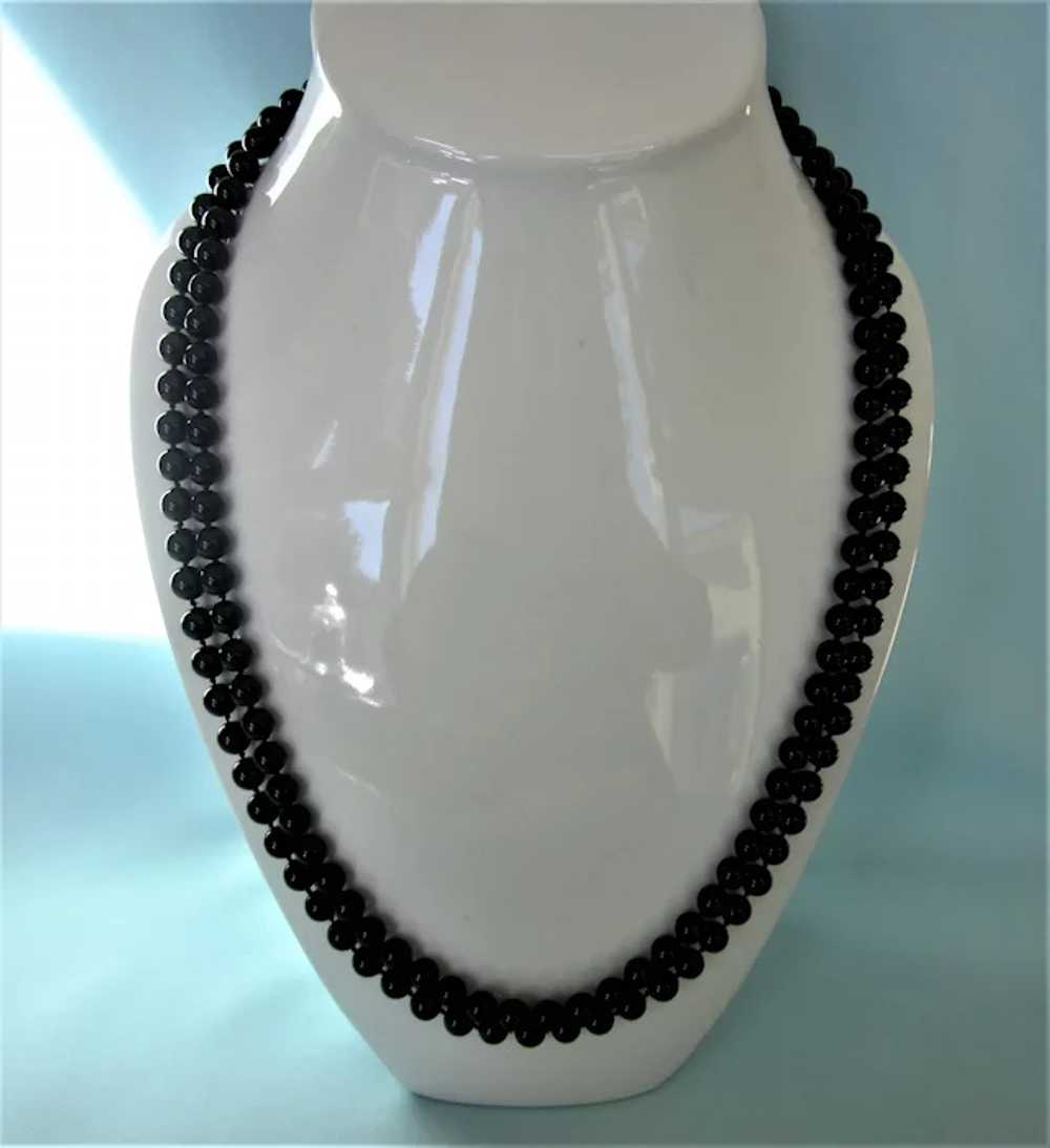 Vintage 56" Long Black Onyx Art Deco Hand-Knotted… - image 2
