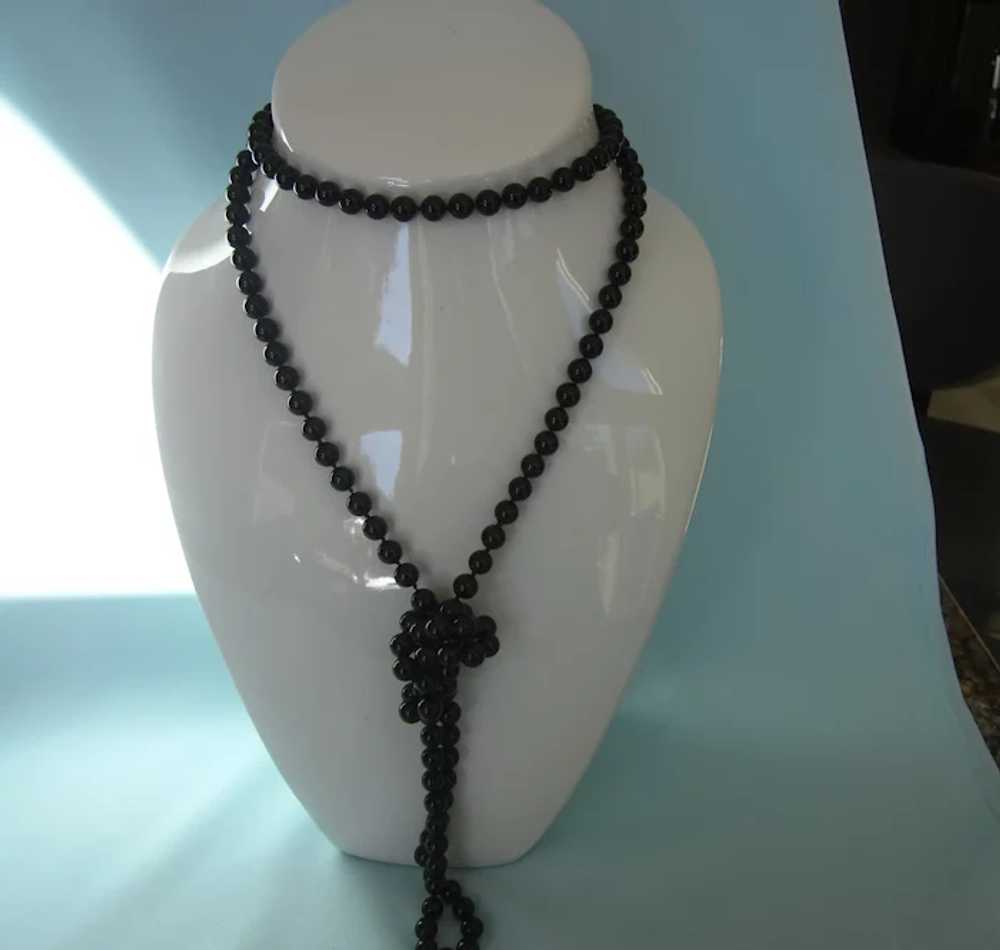 Vintage 56" Long Black Onyx Art Deco Hand-Knotted… - image 3